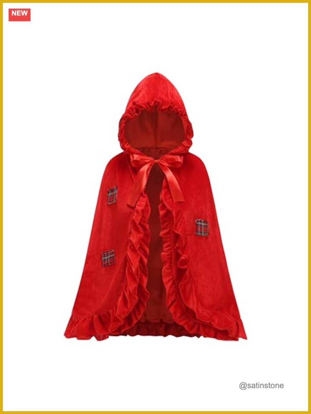 GRAJTCIN Velvet Hooded Cape Little Red Riding Hood Costume